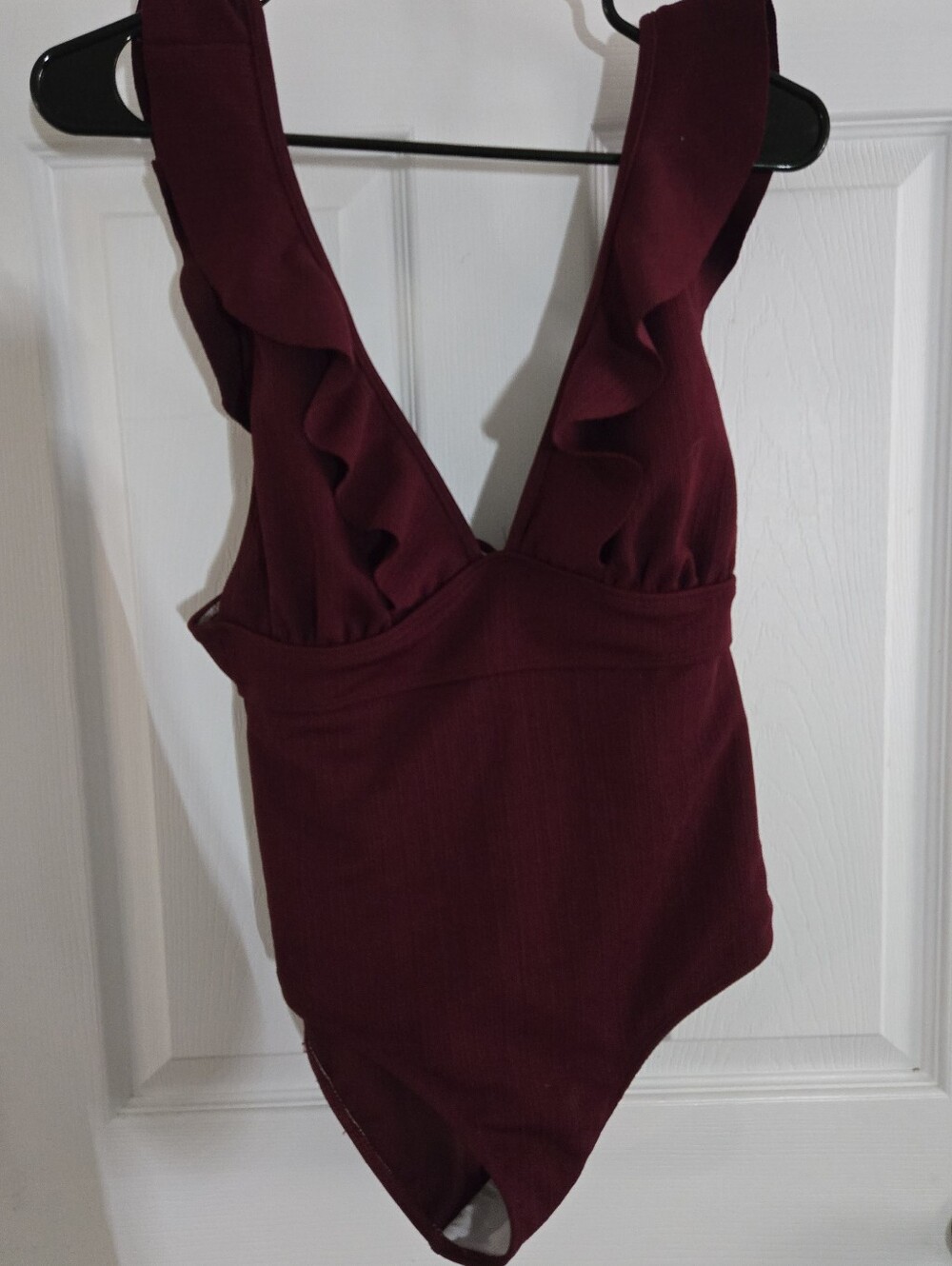 SHEIN Burgundy Ruffle One-Piece Swimsuit
